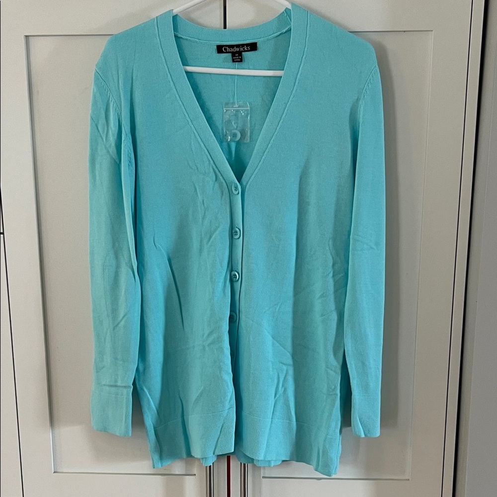 Chadwicks Women's Aqua Cardigan Sweater